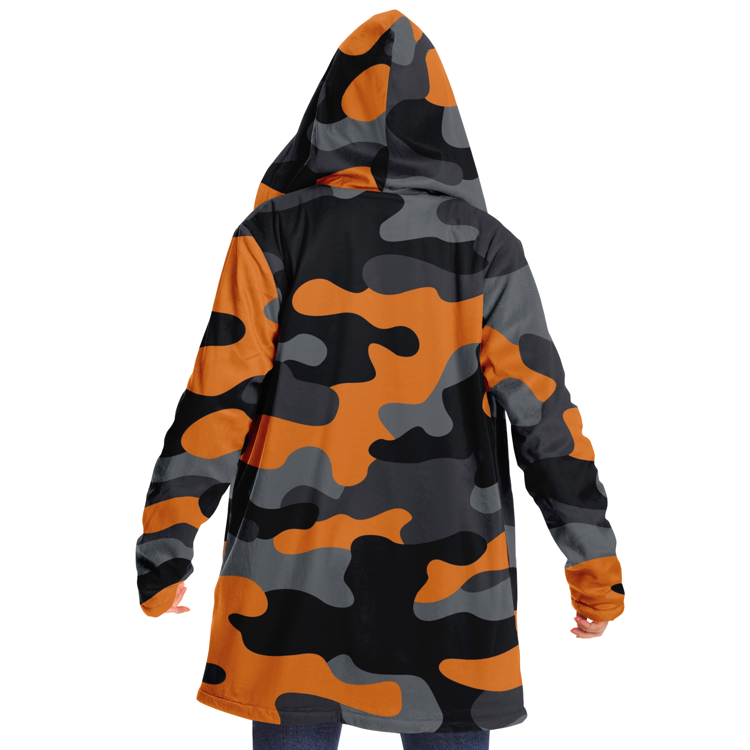 Camo Cloak | Orange, Black, & Gray Camouflage | Microfleece