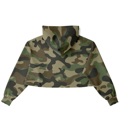 Cropped Hoodie For Women | Classic Green Camo