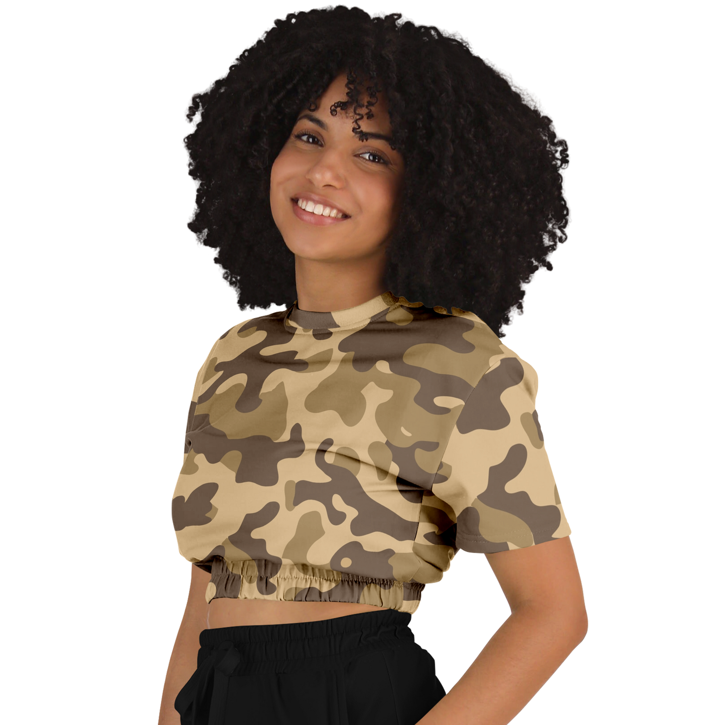 Camo Crop Top Sweatshirt | Khaki Camouflage