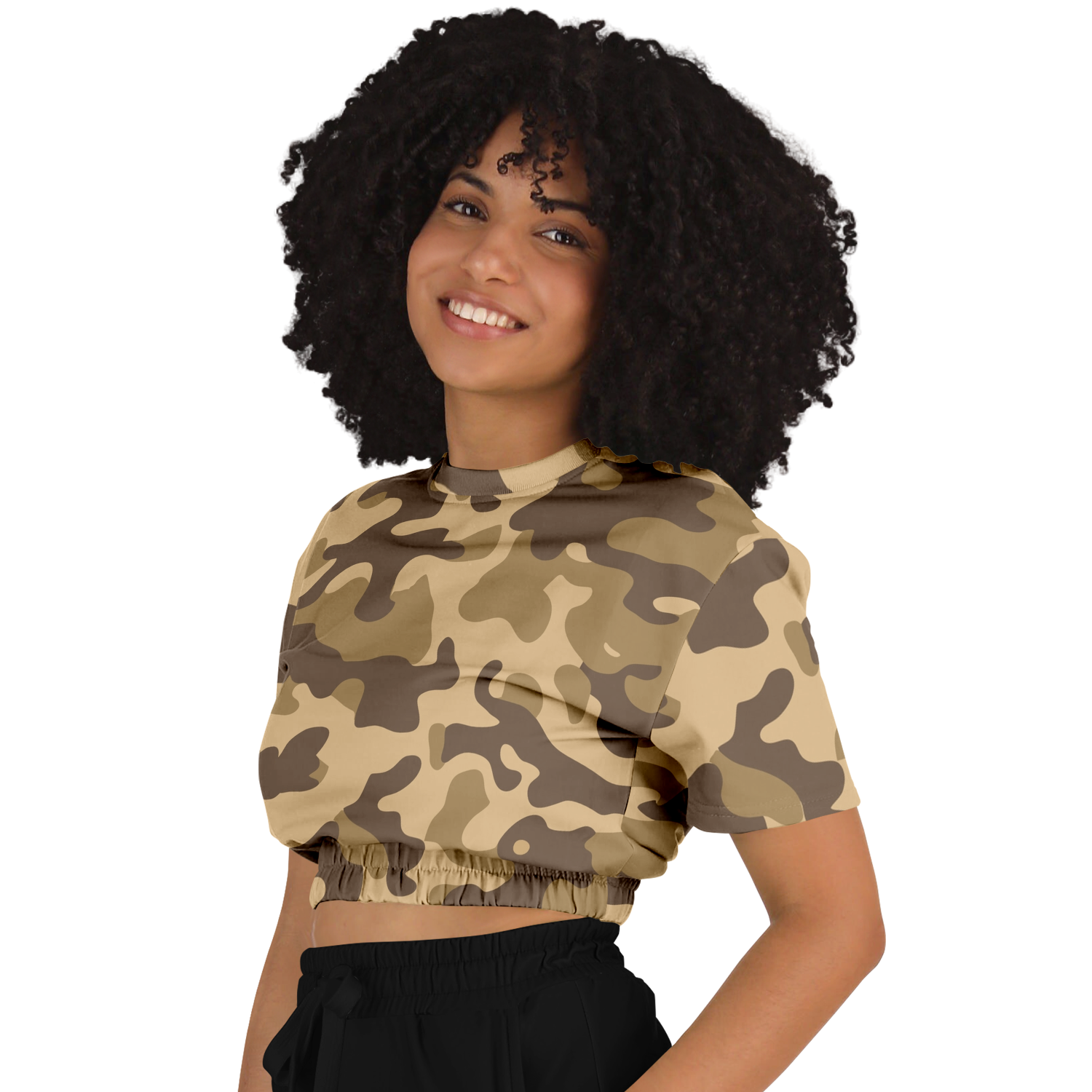 Camo Crop Top Sweatshirt | Khaki Camouflage