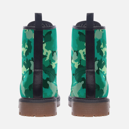 Cyan Green Camo Boots | Lightweight Leather