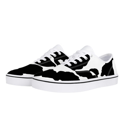 Camo Skate Shoes | Black & White Cow Print