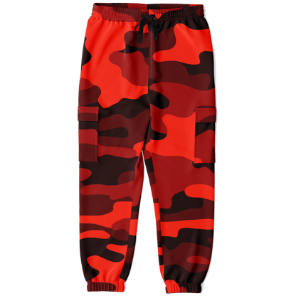 Camo Cargo Pants | Unisex | Scarlet Red & Black