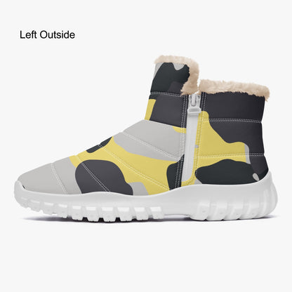 Camo Boots | Cotton-pad Fur Zipper Up | Yellow, Black & Silver