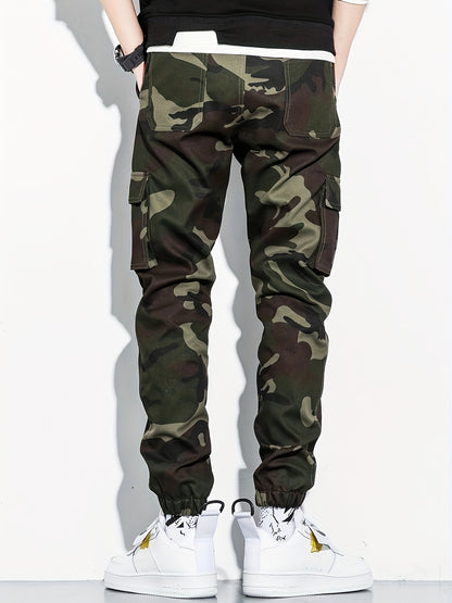 Men's Camo Cargo Cropped Pants With Multi Pockets | Vintage Style