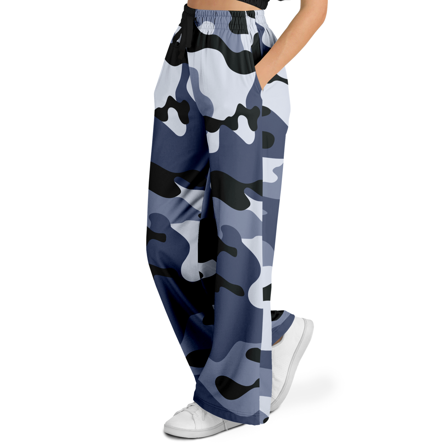 Camo Wide Leg Pants | Light Blue Camouflage