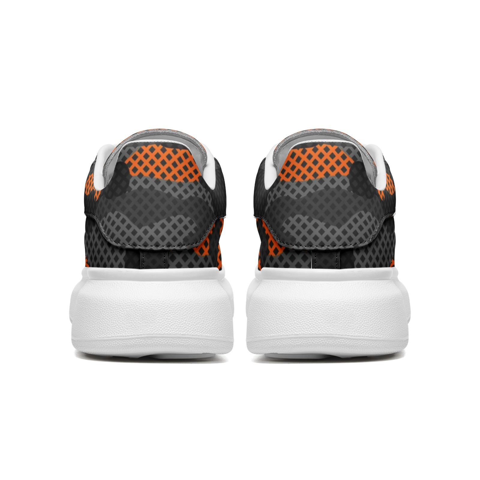 Oversized McQueen Sneakers | Black & Orange Pixel Camouflage