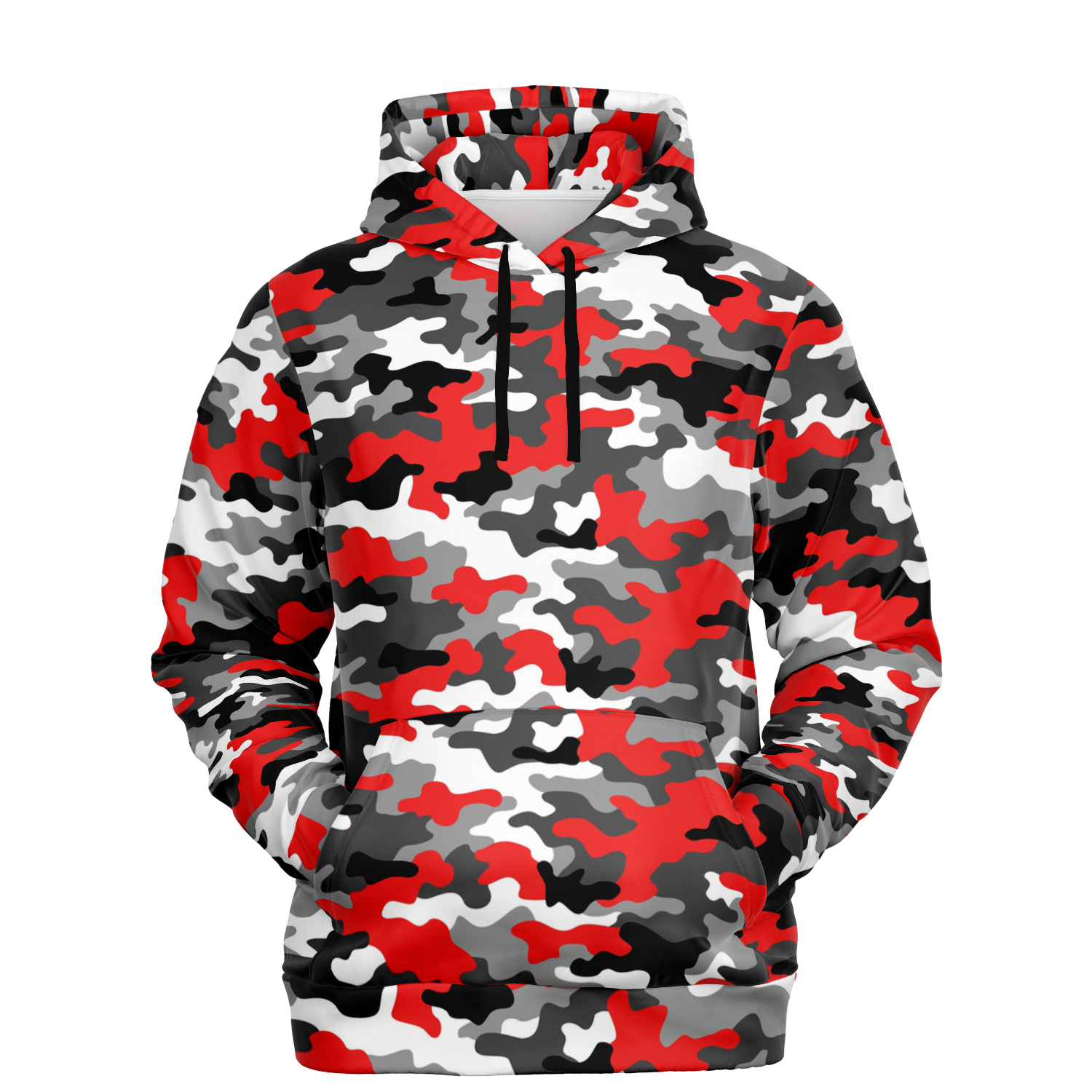 Red Camo Hoodie | Gray, Black, and White Mixed Camouflage