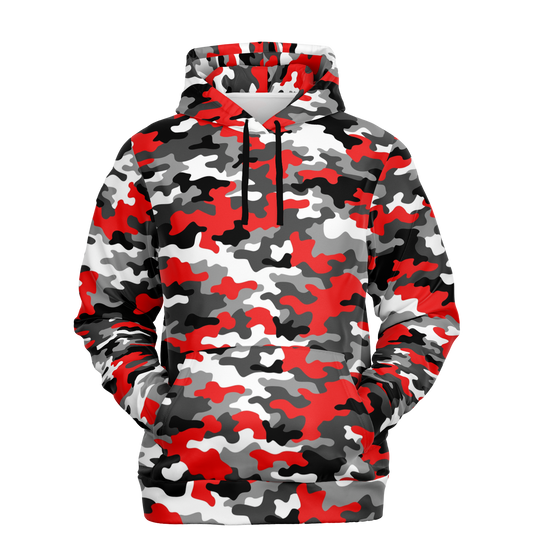 Red Camo Hoodie | Gray, Black, and White Mixed Camouflage