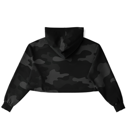 Cropped Hoodie For Women | Black Camouflage