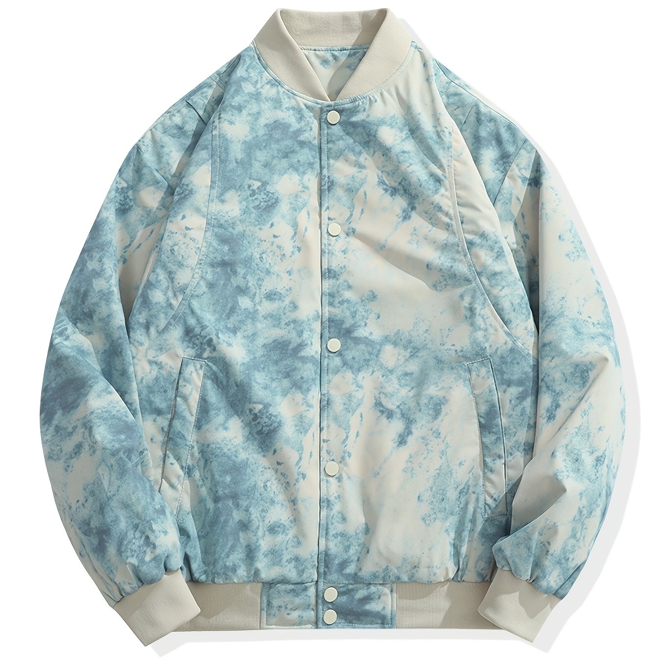 Vintage White Camo Jacket | Baseball Collar Long Sleeve Coat