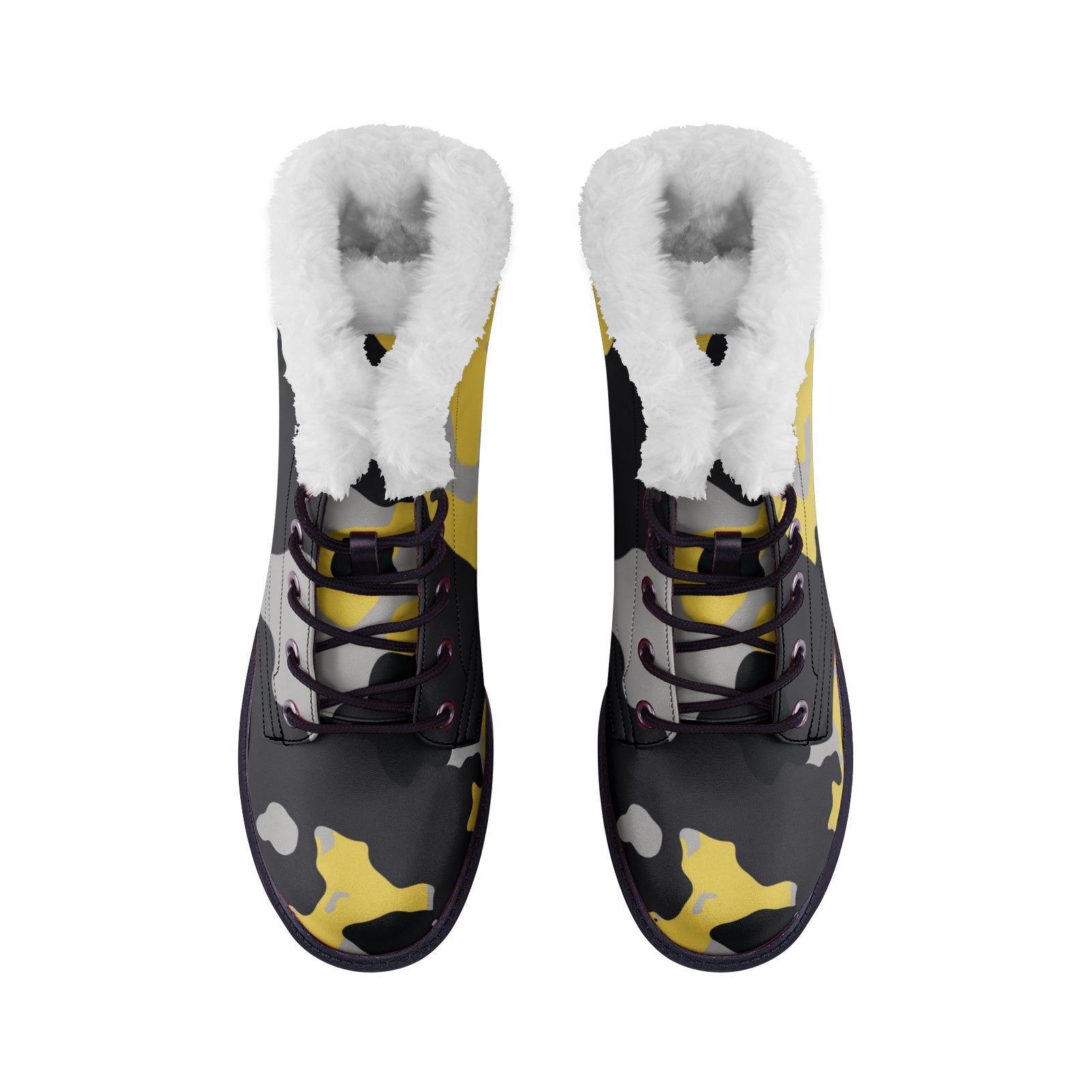 Snow Camo Boots | Yellow, Black, and Silver Camouflage