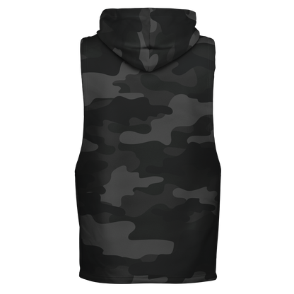 Sleeveless Hoodie | Black Camouflage