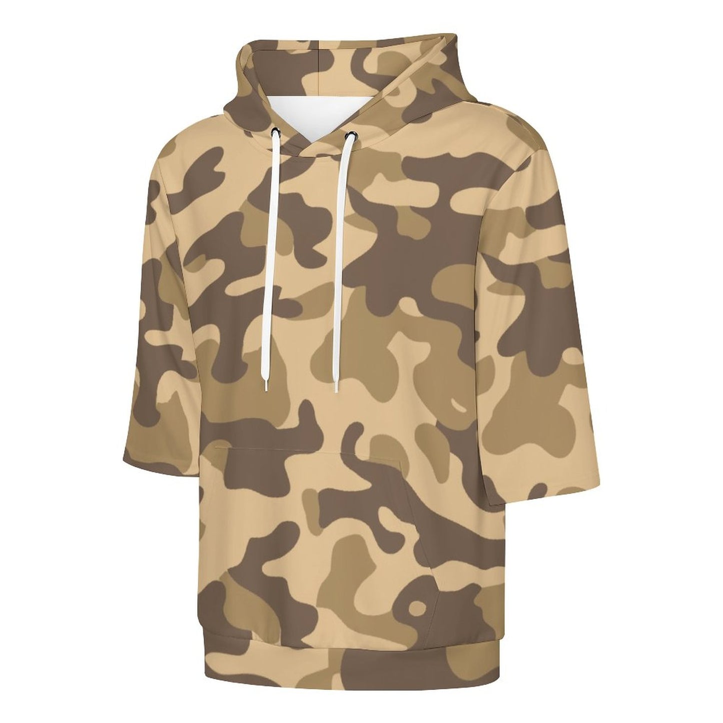 Short Sleeve Hoodie | Khaki Camouflage