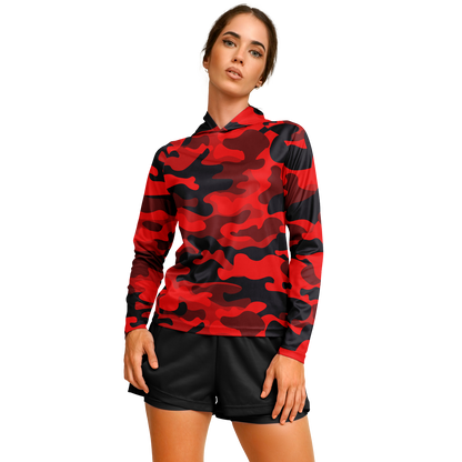 Long Sleeve Performance Shirt for Women | Red & Black Camo