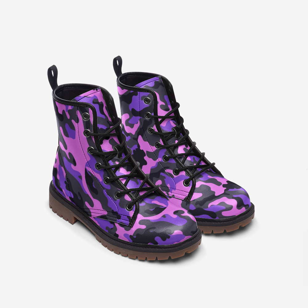 Pink Camo Boots | Lightweight Leather | Black & Indigo