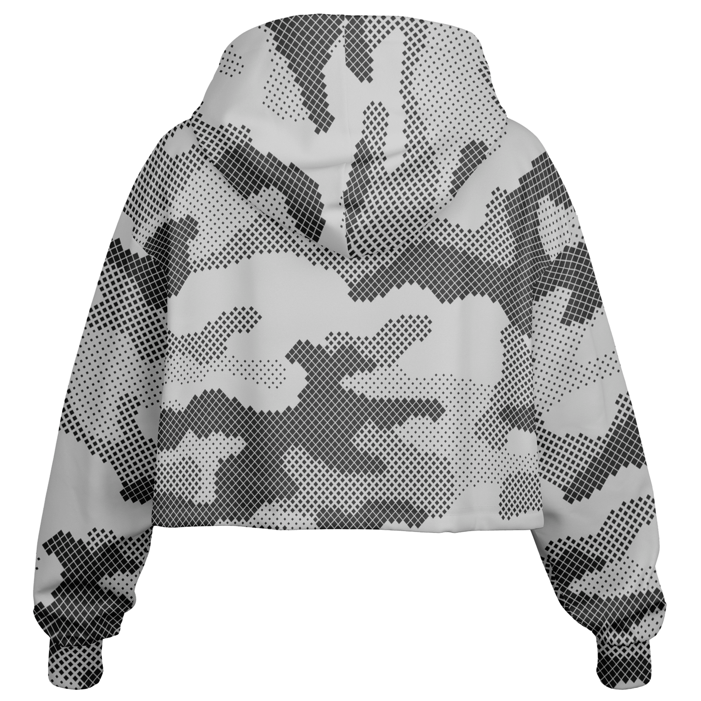 Cropped Hoodie For Women | Black & White Digital Dotted