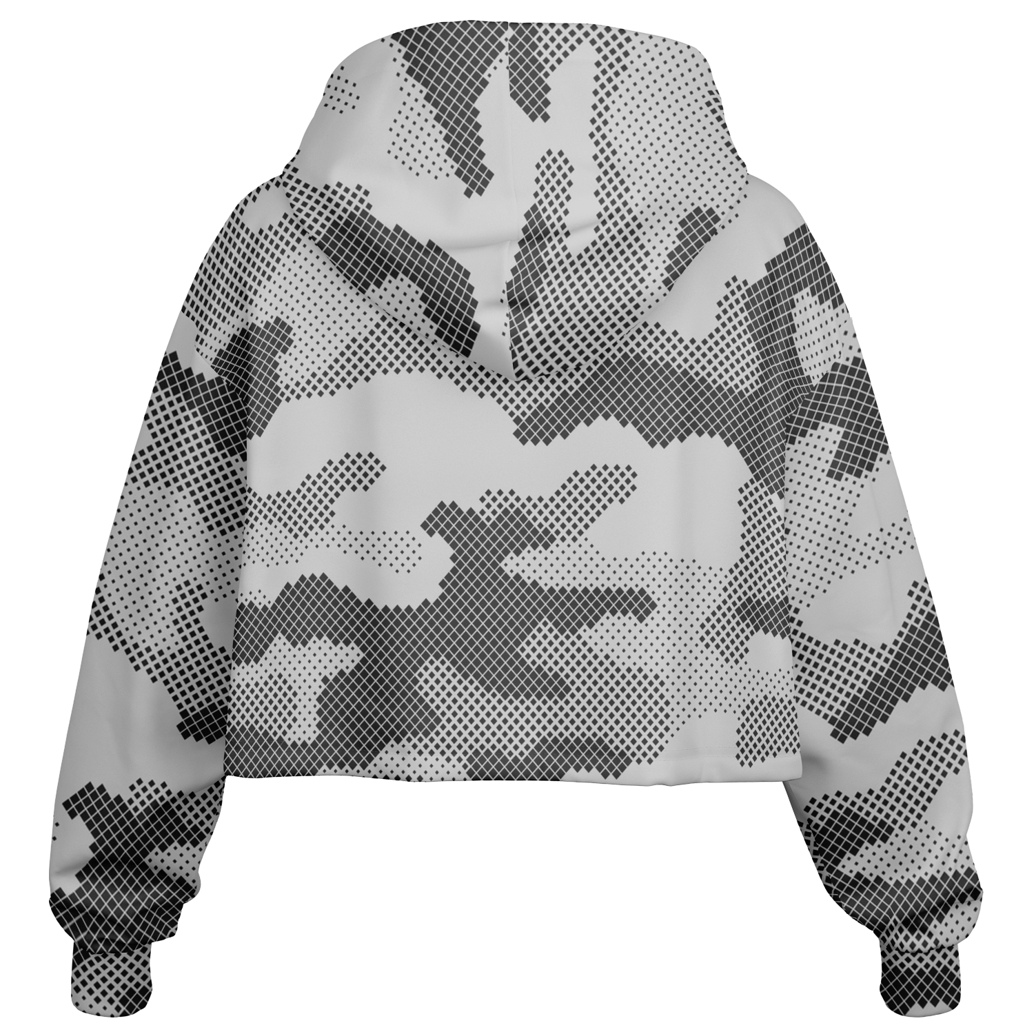 Cropped Hoodie For Women | Black & White Digital Dotted