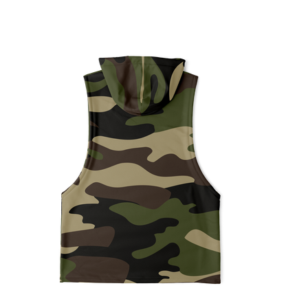 Sleeveless Hoodie | Classic Green Camouflage