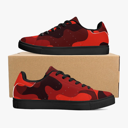 Camo Sneakers | Classic Low-Top Leather | Scarlet Red & Black