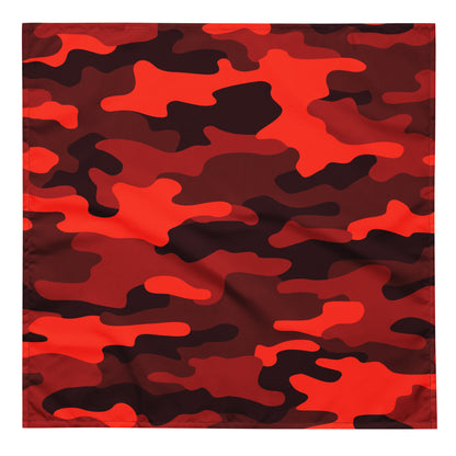 Camo Bandana | Scarlet Red & Black Camouflage Print