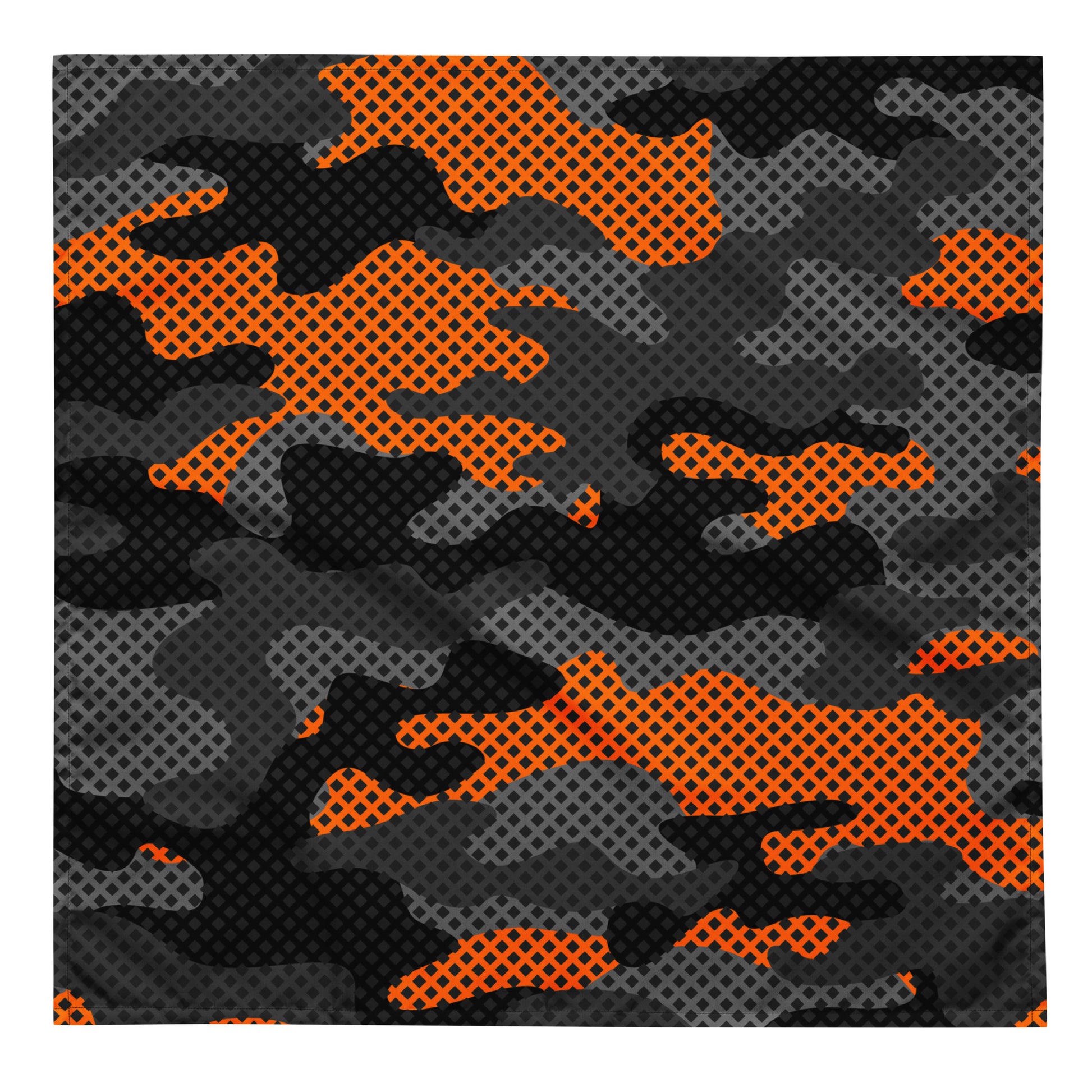 Camo Bandana | Black & Orange Pixel Pattern