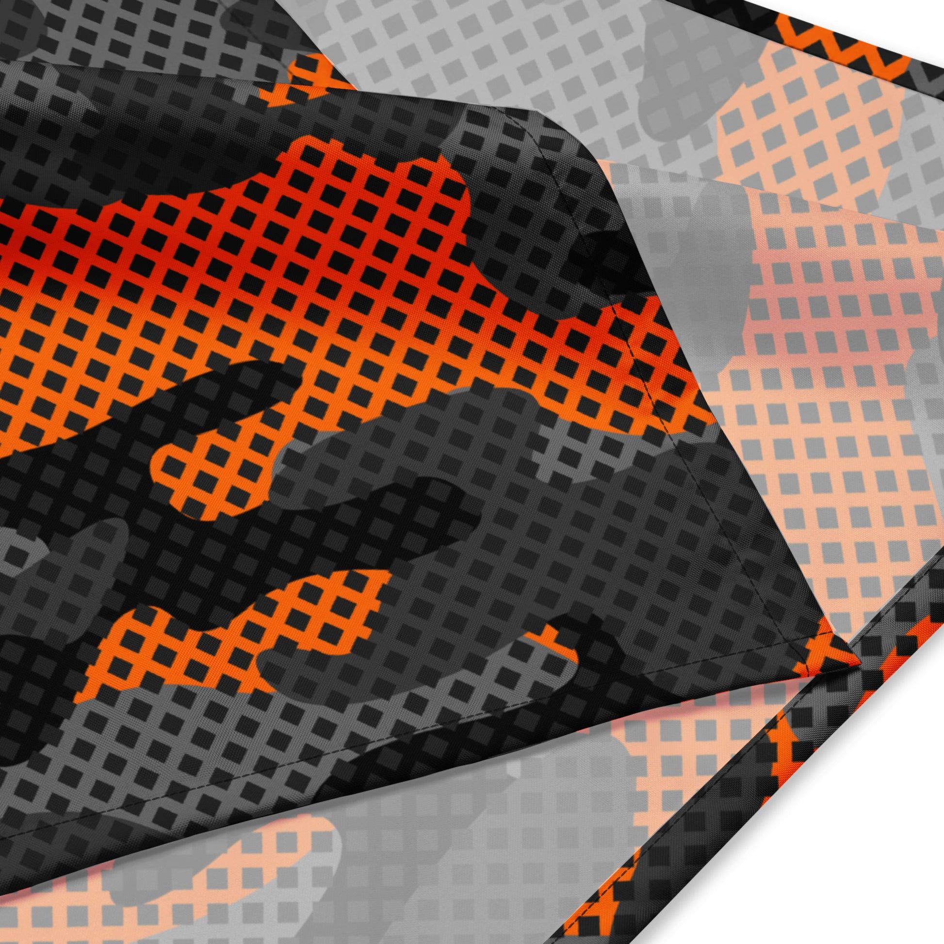 Camo Bandana | Black & Orange Pixel Pattern