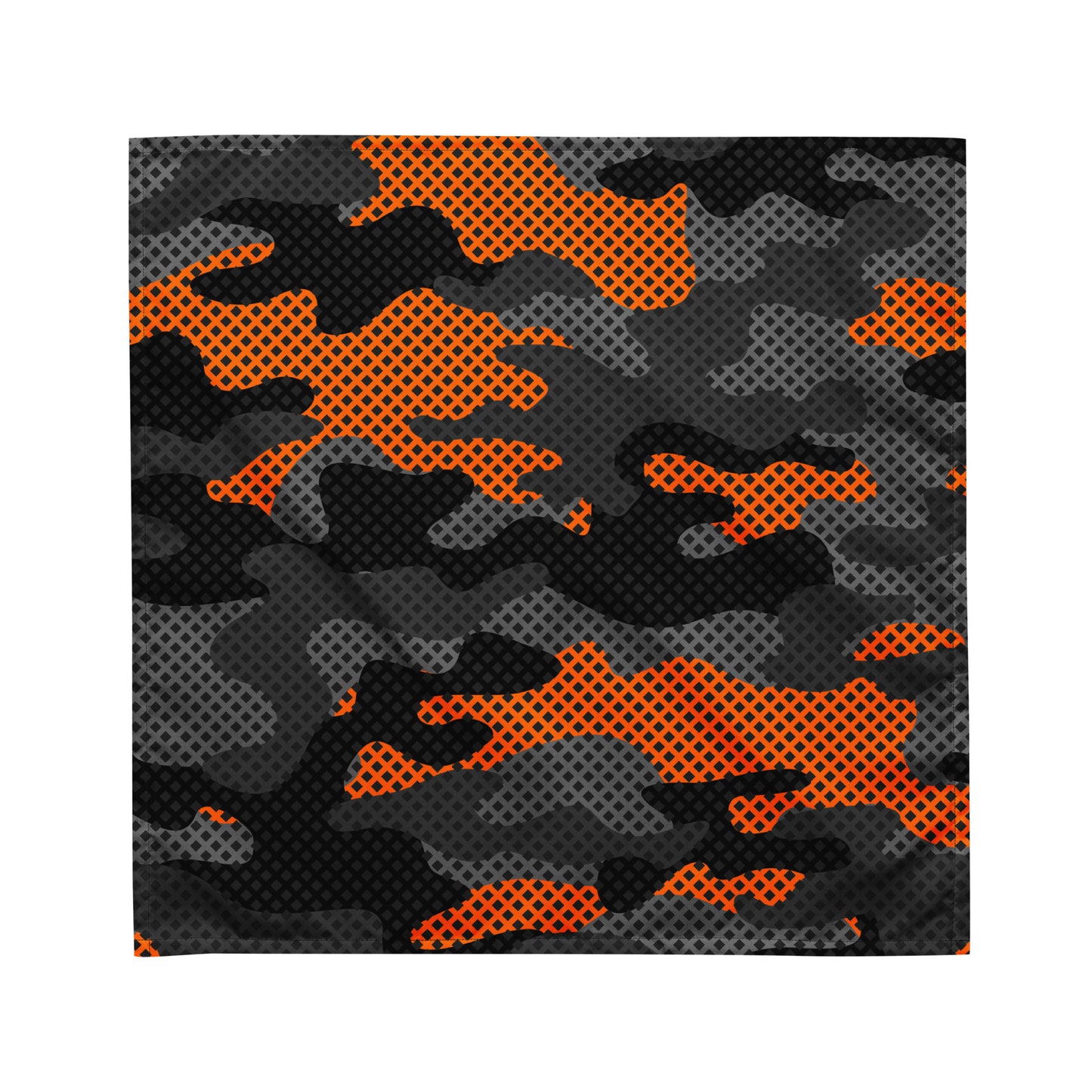 Camo Bandana | Black & Orange Pixel Pattern