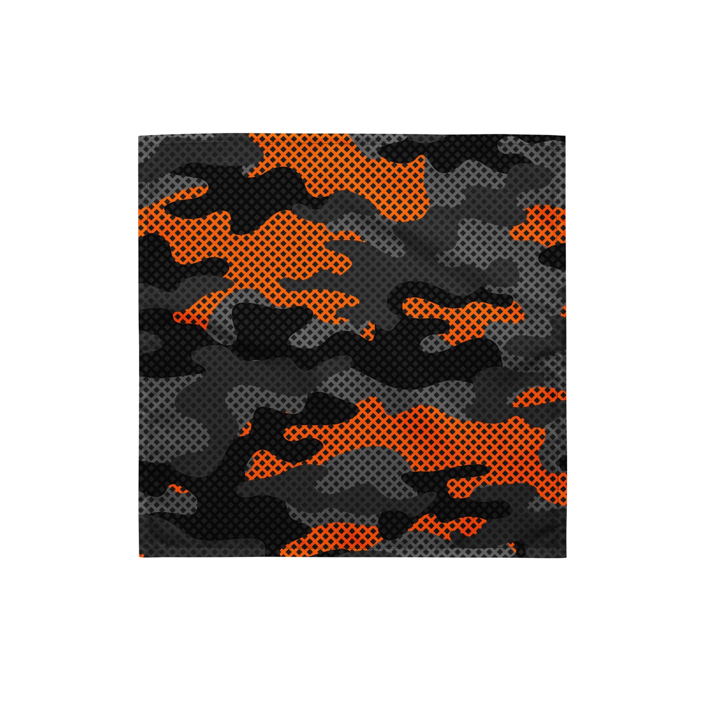 Camo Bandana | Black & Orange Pixel Pattern