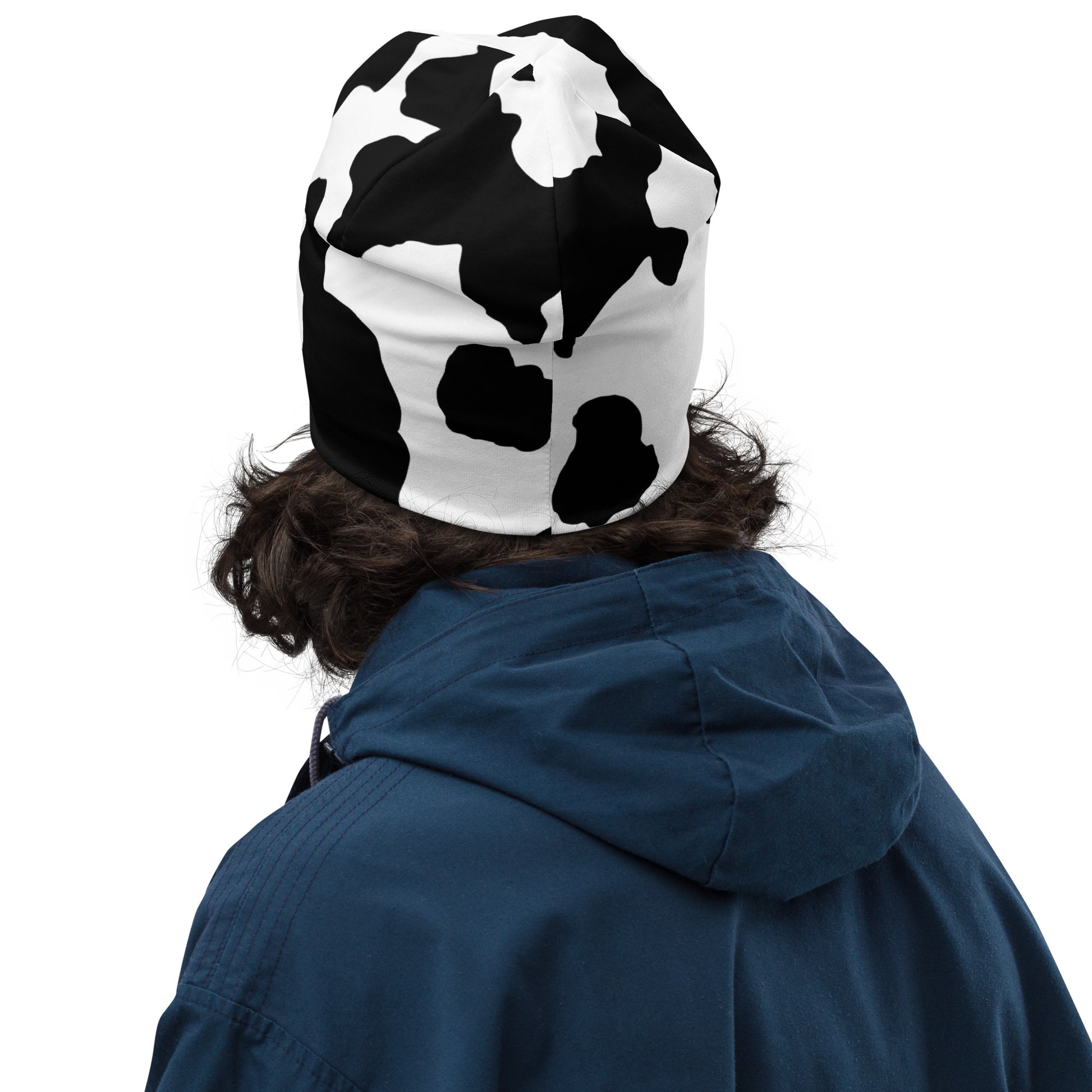 Camouflage Beanie | Black & White Cow Print