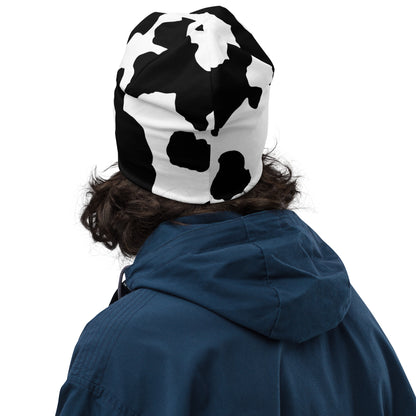 Camouflage Beanie | Black & White Cow Print