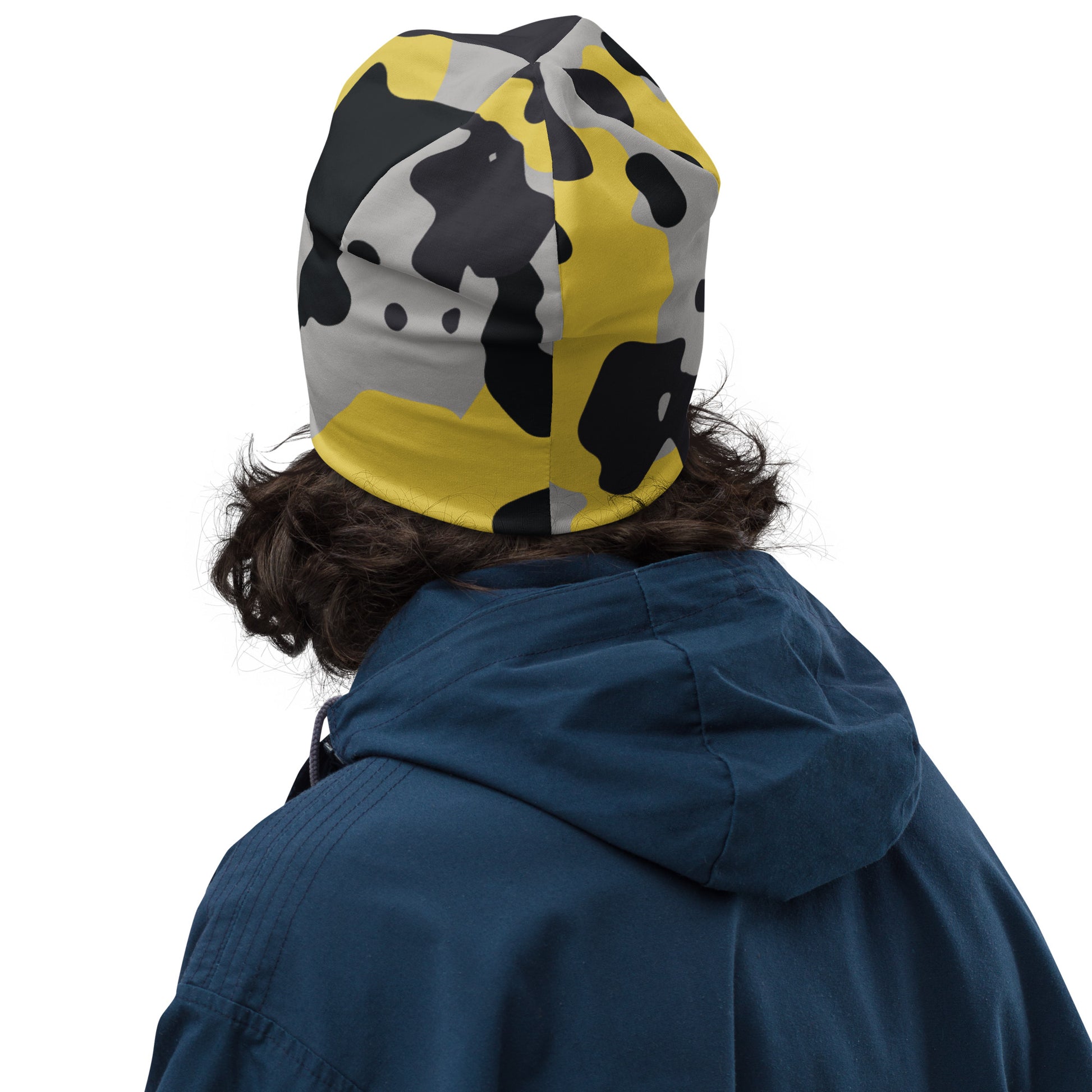 Camouflage Beanie | Yellow, Black and Silver