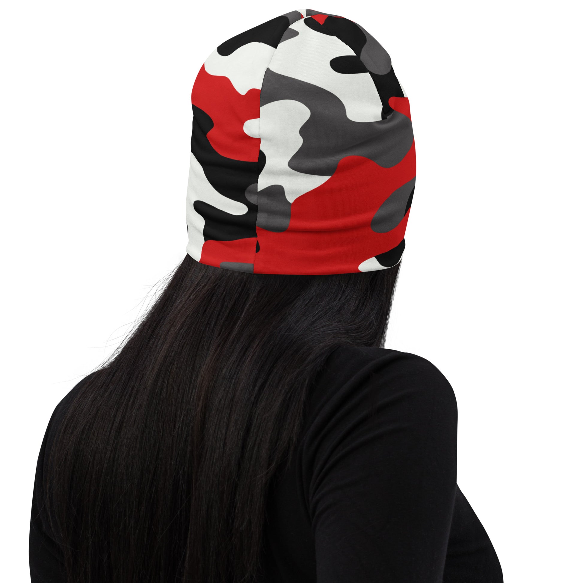 Camouflage Beanie | Red, Black, and White