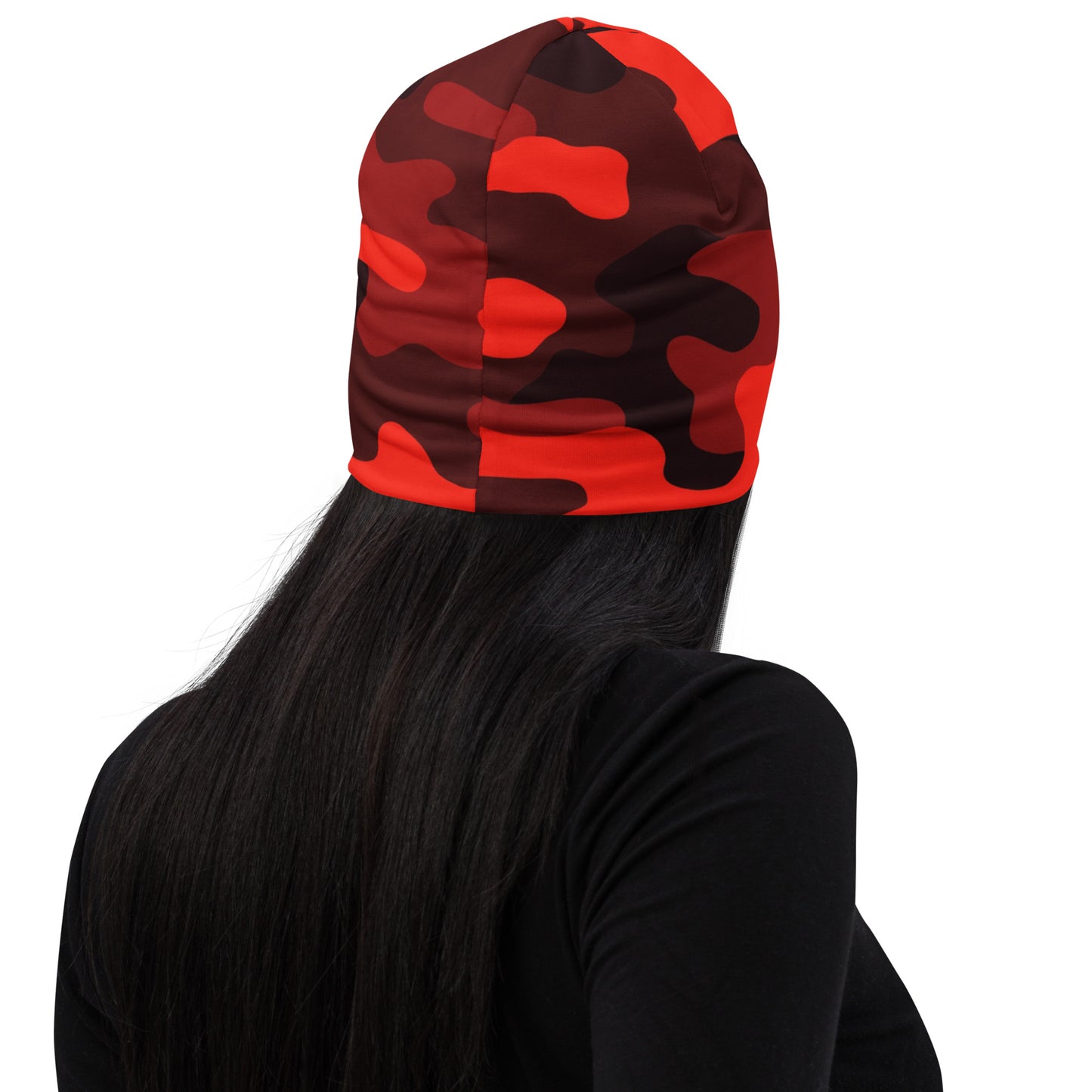 Camouflage Beanie | Scarlet Red & Black