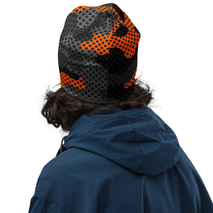 Camouflage Beanie | Orange & Black Pixel