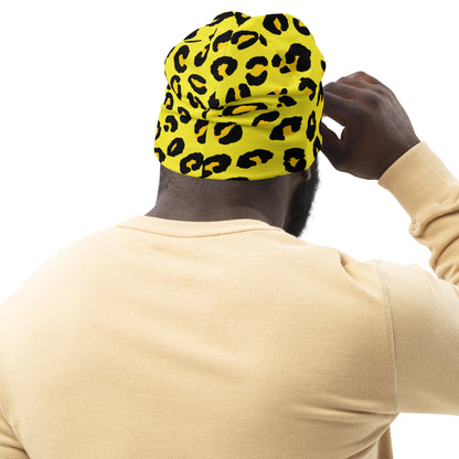 Leopard Print Beanie | Yellow and Black