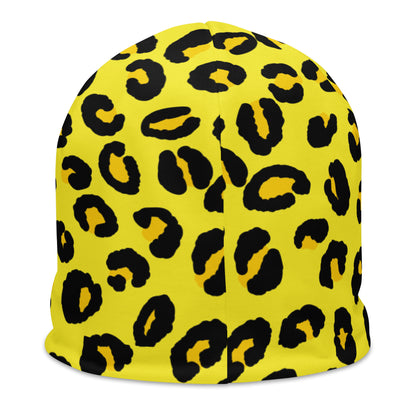 Leopard Print Beanie | Yellow and Black