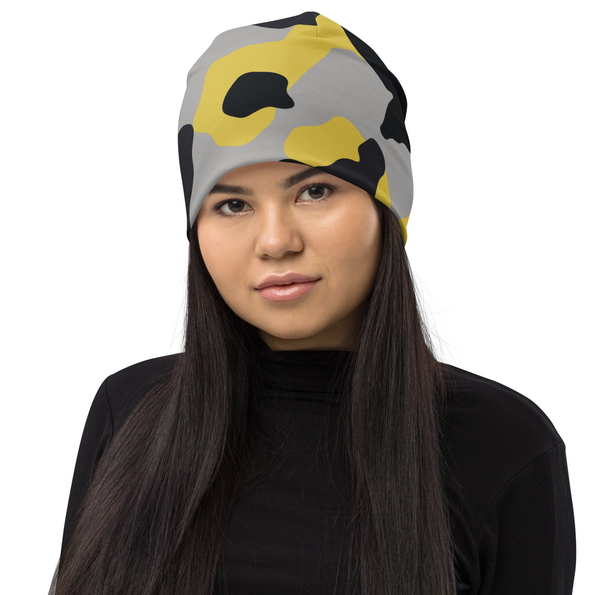 Camouflage Beanie | Yellow, Black and Silver