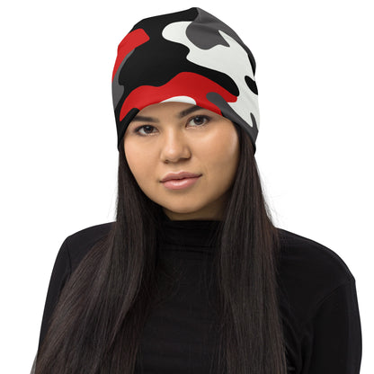 Camouflage Beanie | Red, Black, and White