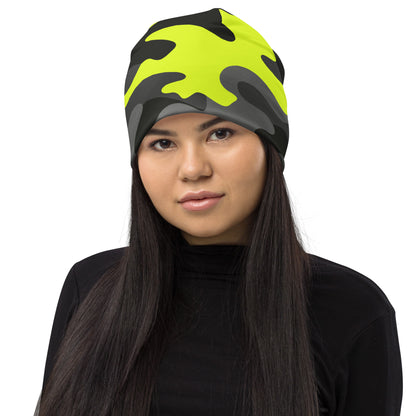 Camouflage Beanie | Yellow, Black, and Gray