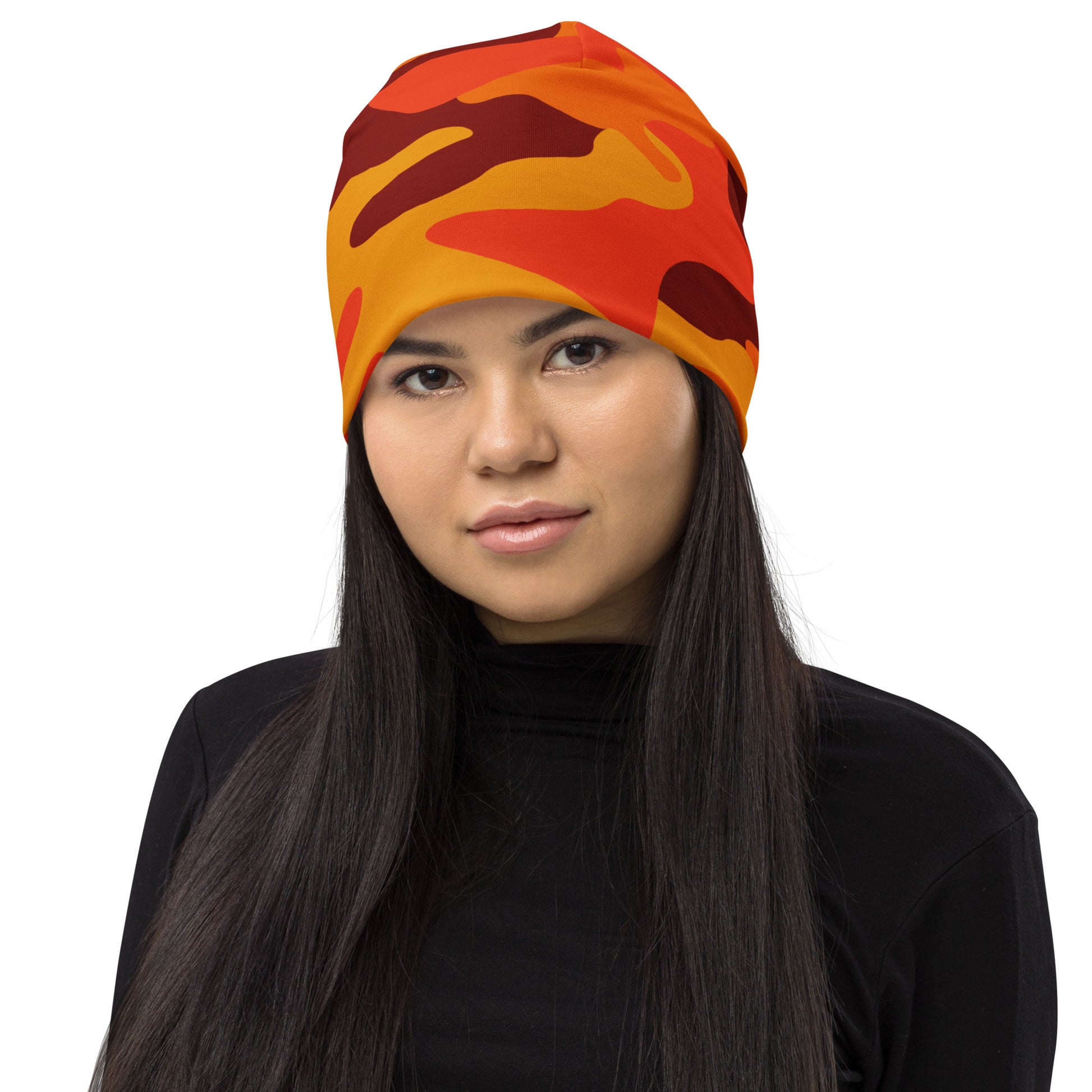 Camouflage Beanie | Orange & Red