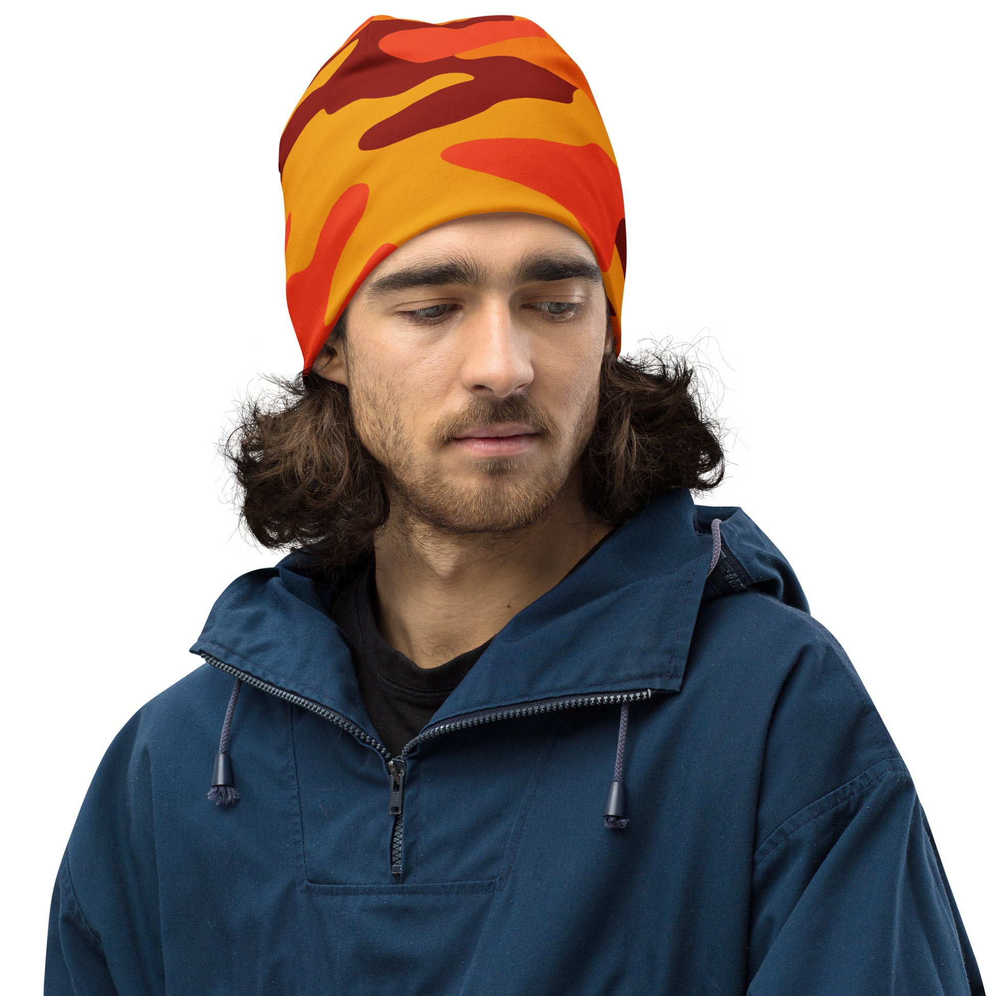 Camouflage Beanie | Orange & Red