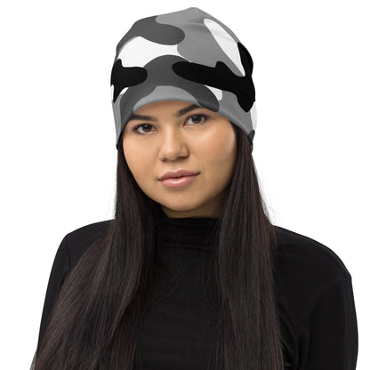 Camouflage Beanie | Gray, Black, & White