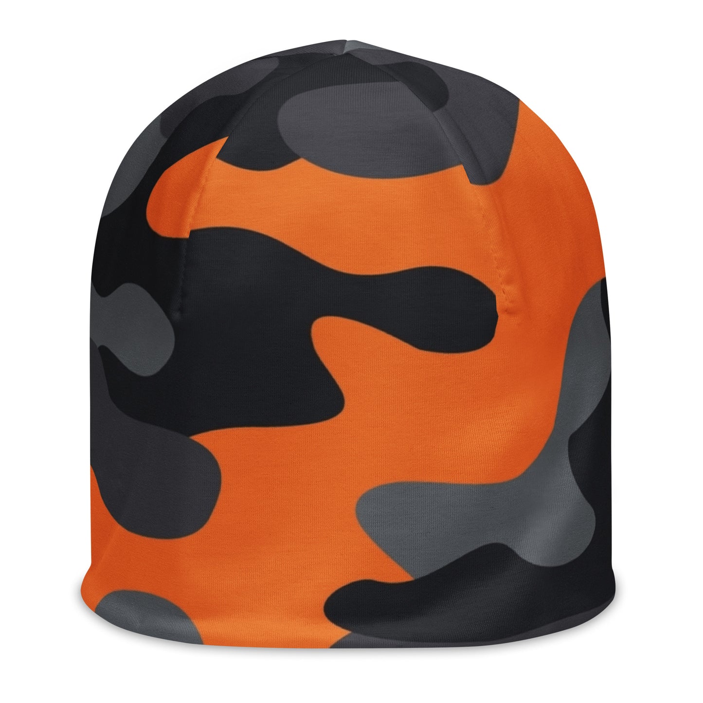 Camouflage Beanie | Orange, Black, and Gray