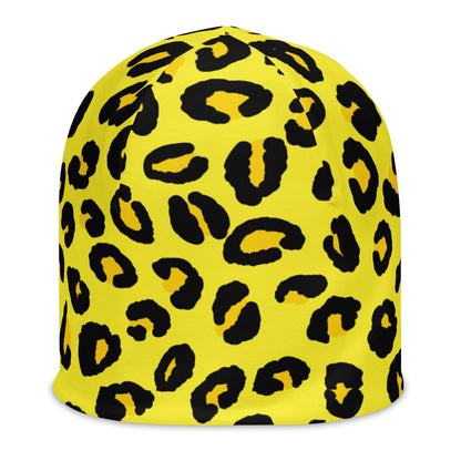 Leopard Print Beanie | Yellow and Black