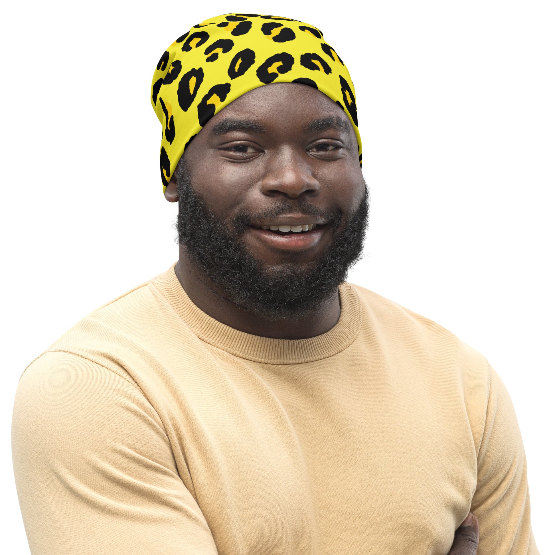 Leopard Print Beanie | Yellow and Black