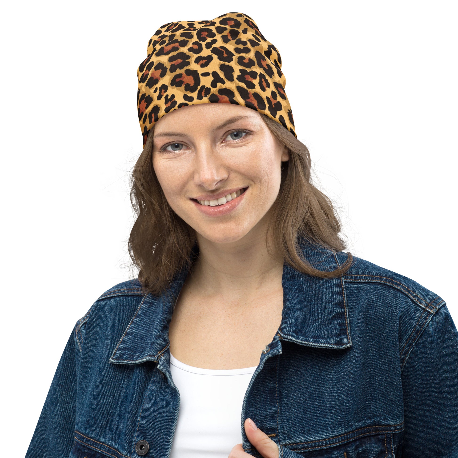 Leopard Print Beanie | Classic Brown and Black