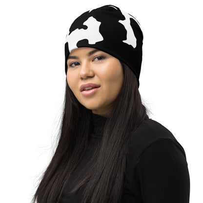 Camouflage Beanie | Black & White Cow Print