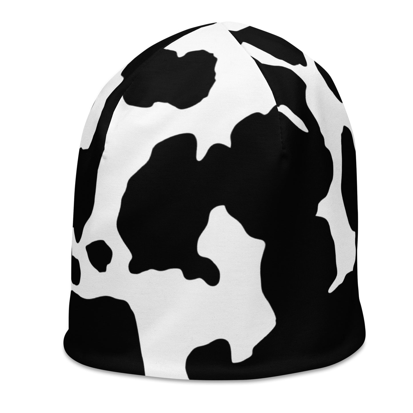 Camouflage Beanie | Black & White Cow Print