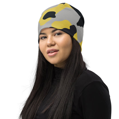 Camouflage Beanie | Yellow, Black and Silver